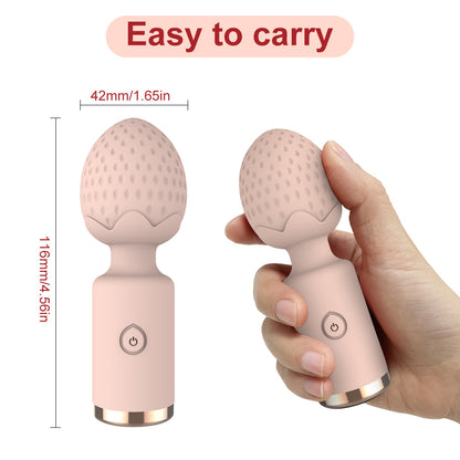 Strawberry 10-frequency Vibrator Mini Massage Wand-EROSREALM