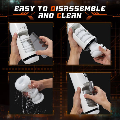 2 In 1 Thrusting & Vibrating Automatic Male Masturbation Cup With Bead Ring-EROSREALM