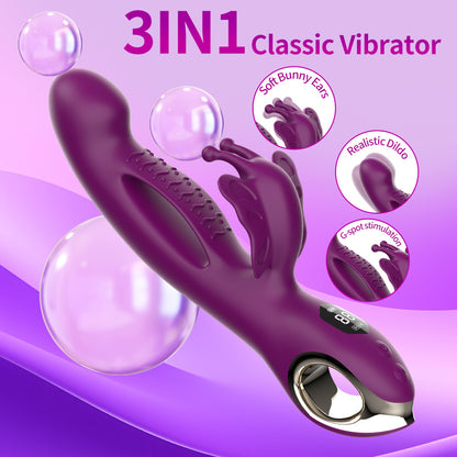 Violet Handheld Butterfly Dildo Vibrator For Clit & G-spot-EROSREALM