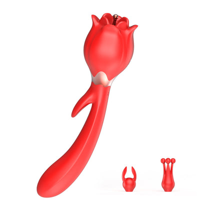 Rose Toy Vibrator G-spot Clitoris Stimulator with Attachments-EROSREALM