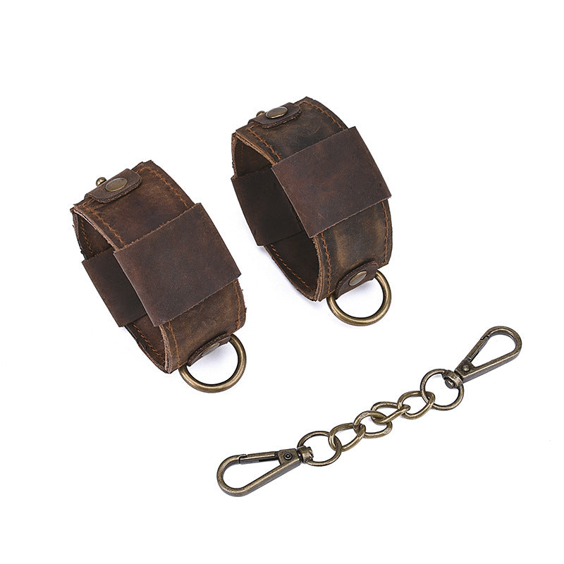 Retro Style Brown Leather Adjustable Ankle Cuffs Sm Toy-EROSREALM