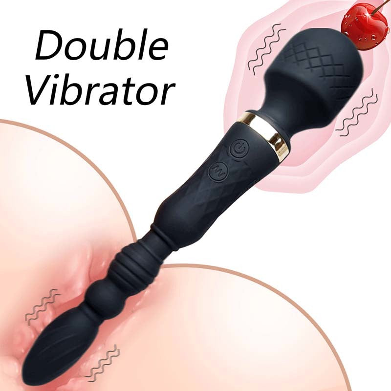 Double Head Wand Vibrator With Anal Plug-EROSREALM