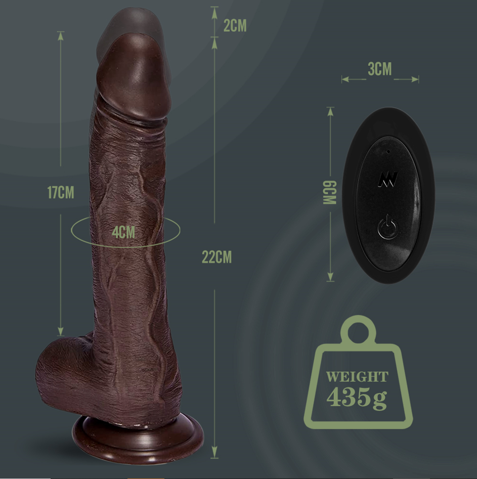 K25 Black Big Dick 3-in-1 Telescopic Swinging Vibrating Dildo-EROSREALM