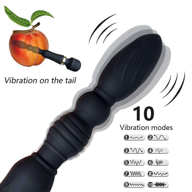 Double Head Wand Vibrator With Anal Plug-EROSREALM