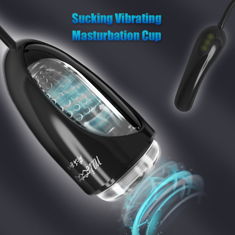 Electric Suction Vibrating Blowjob Toy Masturbator Cup Delay Lasting Trainer-EROSREALM