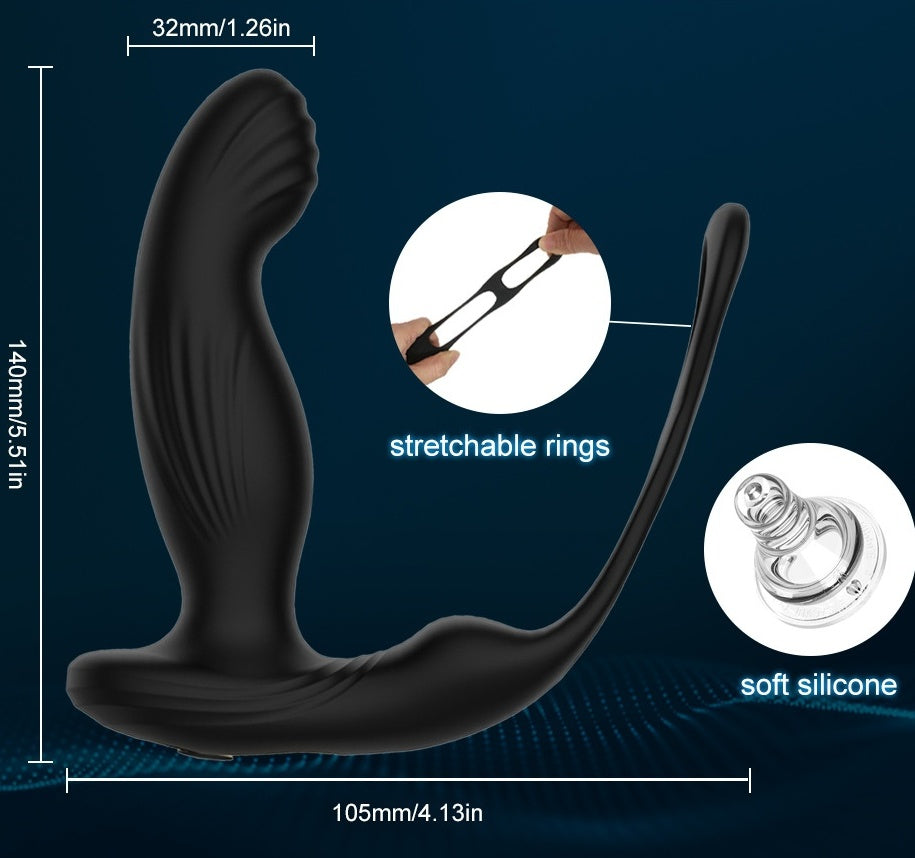 Warrior - Heating Wiggling Vibration Prostate Massager With Double Rings-EROSREALM