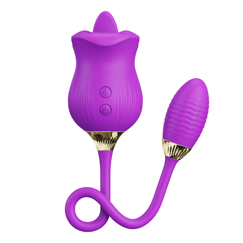 2.0 Rose Lip Tongue Licker With Bullet Vibrator-EROSREALM