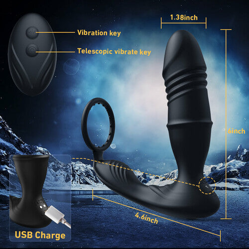 Blockbuster Remote Control Vibrating Telescopic Prostate Massager-EROSREALM