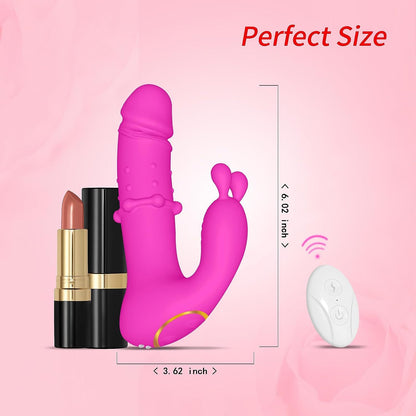 Honey Love 3-in-1 Vibrating Dildo With Thrusting Pearls-EROSREALM