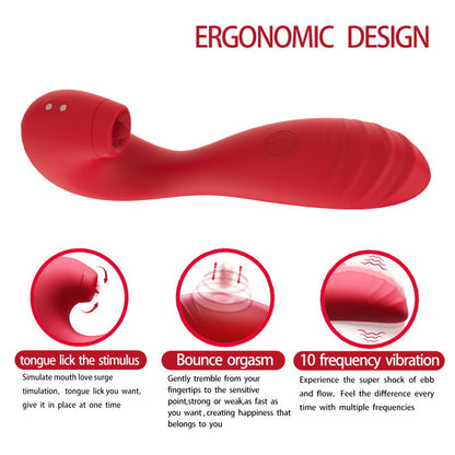 Red Velet - 3 In 1 Tongue Licking Tapping Vibration Massager-EROSREALM