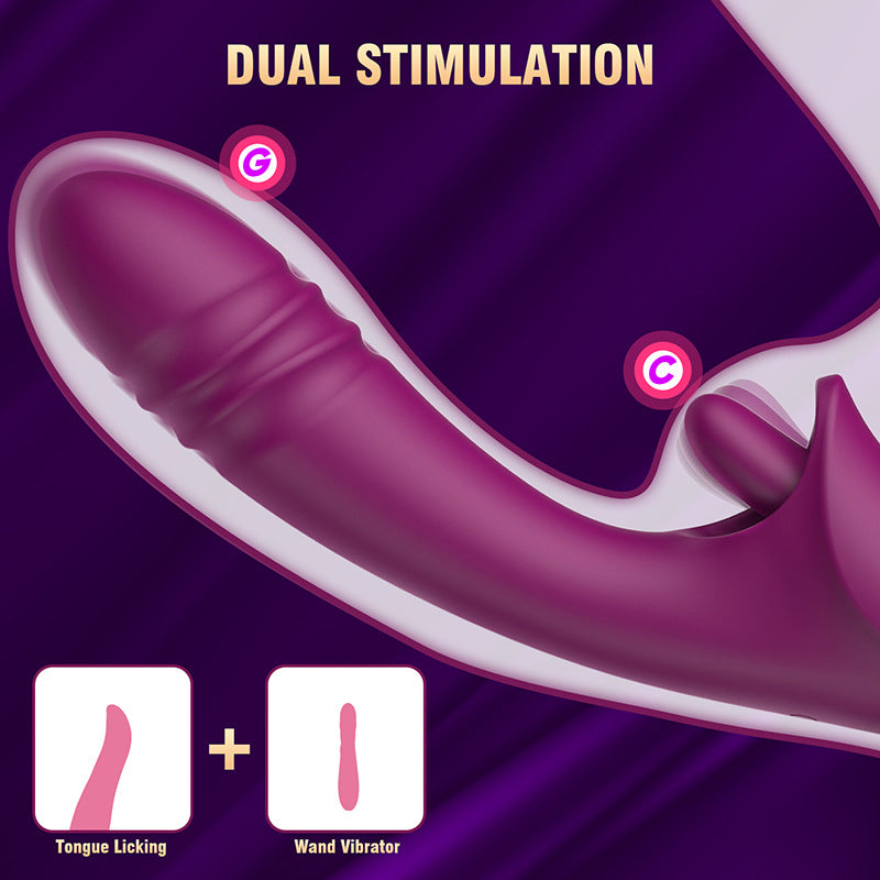 2-in-1 Tongue-licking Thrusting G-spot Vibrator-EROSREALM