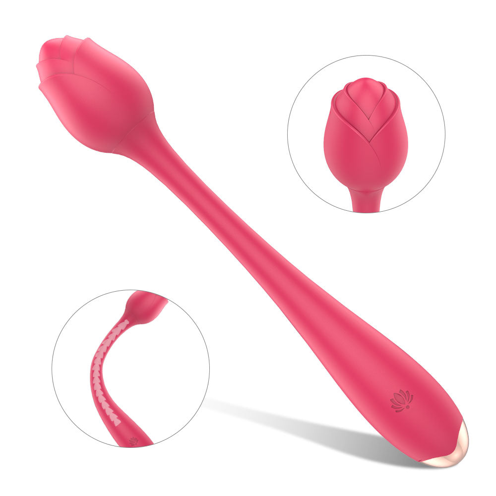 Rose Wand Massager. 2 in 1 Rose Toy for Clitoral & G-spot Stimulation-EROSREALM