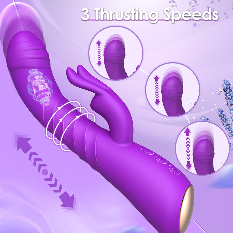 Heating Rabbit Vibrators Vagina G Spot Clitoris Nipple Dual Stimulator Massager Dildo-EROSREALM