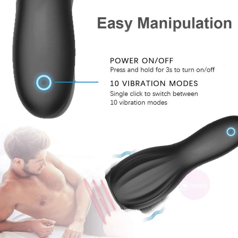 10 Frequency Vibrating Penis Massage Glans Exerciser-EROSREALM