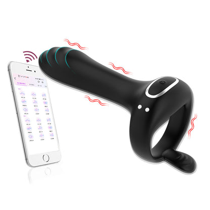 Wireless Remote Vibrator Double Cock Ring Delay Ejaculation Penis Ring For Men-EROSREALM