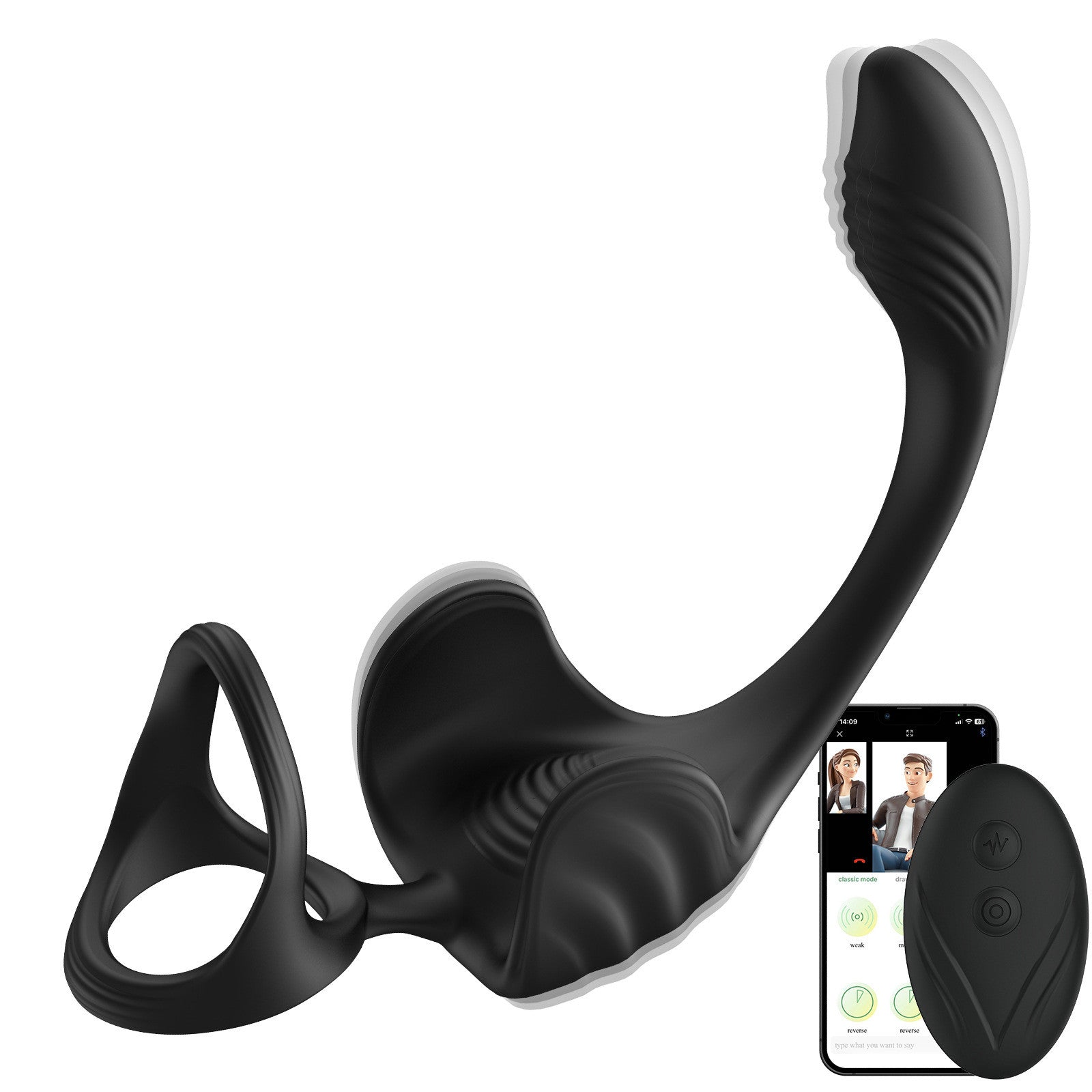 3-in-1 Vibration Testicle Prostate Massager With Penis Ring-EROSREALM