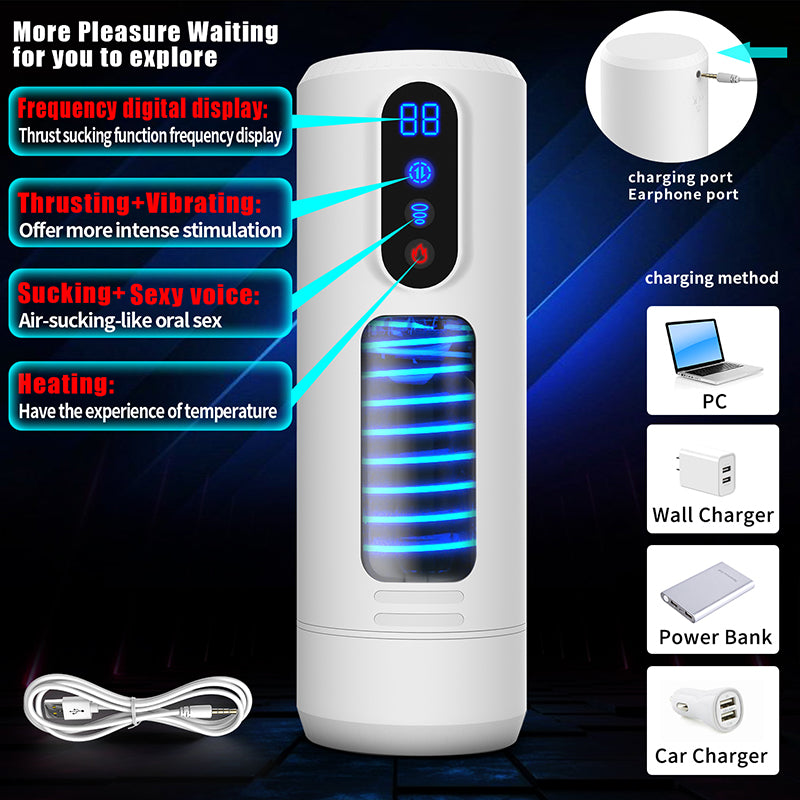 4-in-1 Heated Thrusting Sucking Vibrating Oral Sex Penis Stroker-EROSREALM