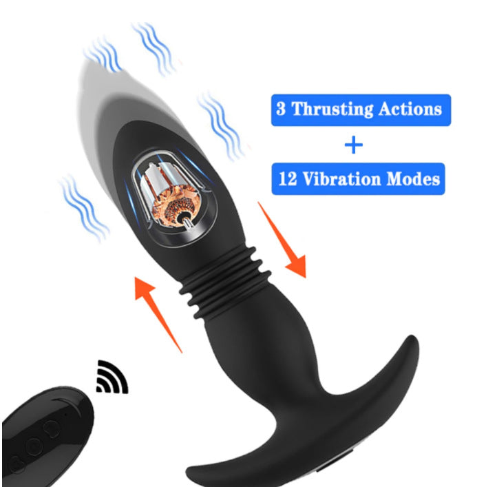 Remote Control Vibrating & Thrusting Anal Plug-EROSREALM