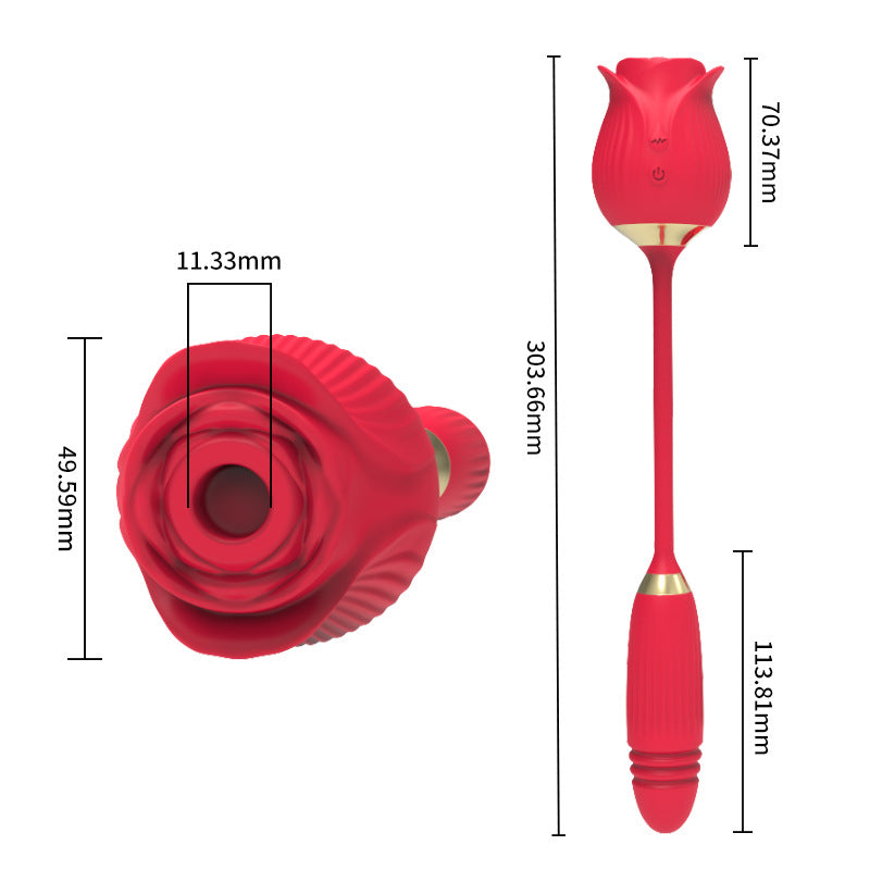 2-in-1 Sucking Rose Toy With Telescopic Vibrating Egg-EROSREALM