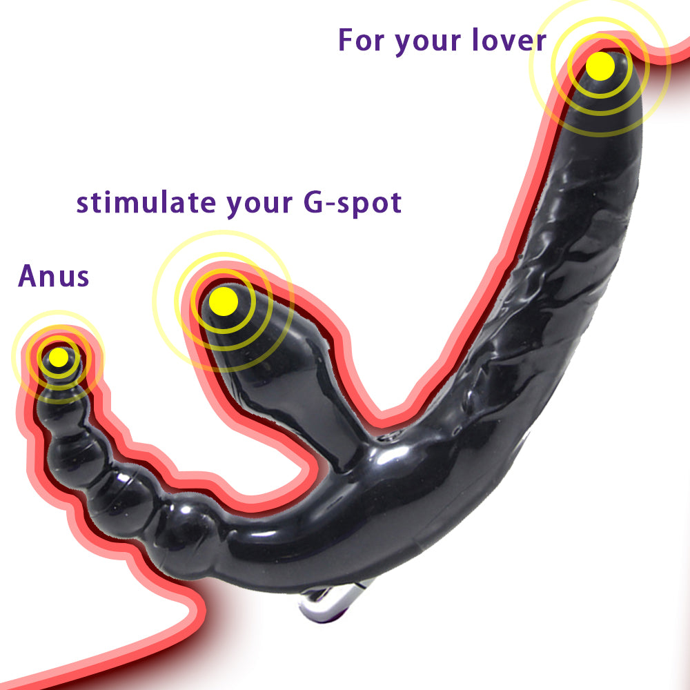 Wearable Triple Ended Dildo Anal Plug Flirting Toy-EROSREALM