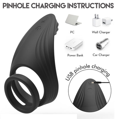 Wireless Remote Control Vibration Double Penis Rings-EROSREALM