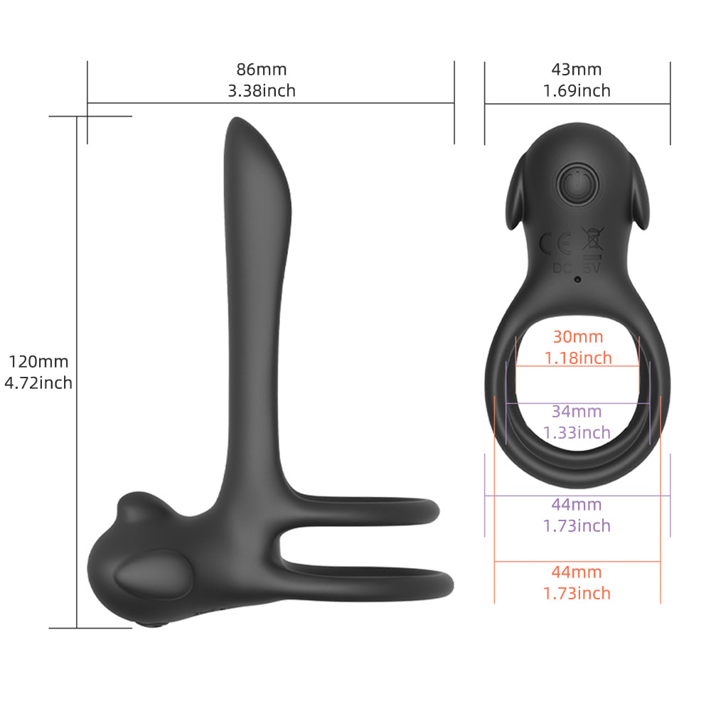 Remote Control Penis Vibrator With Double Ring-EROSREALM