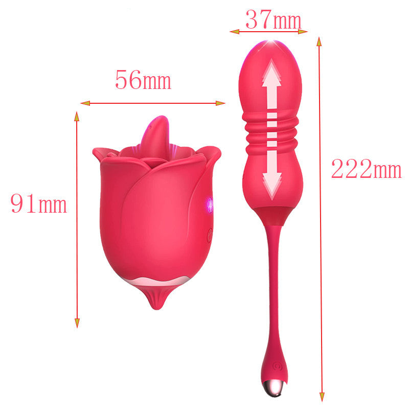 Remote Control Tongue Licking Rosebud Adult Toy Retractable Vibrating Egg Set-EROSREALM