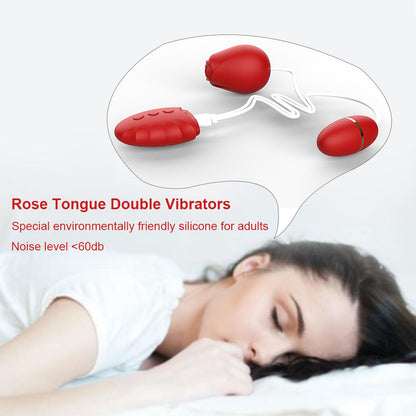 New Detachable Flower Head Rose Toy with Wired Remote Tongue Licking Stimulators & Vibrating Egg-EROSREALM