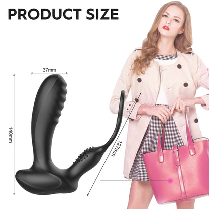 2-in-1 Vibrating Prostate Massager & Dual Penis Rings-EROSREALM