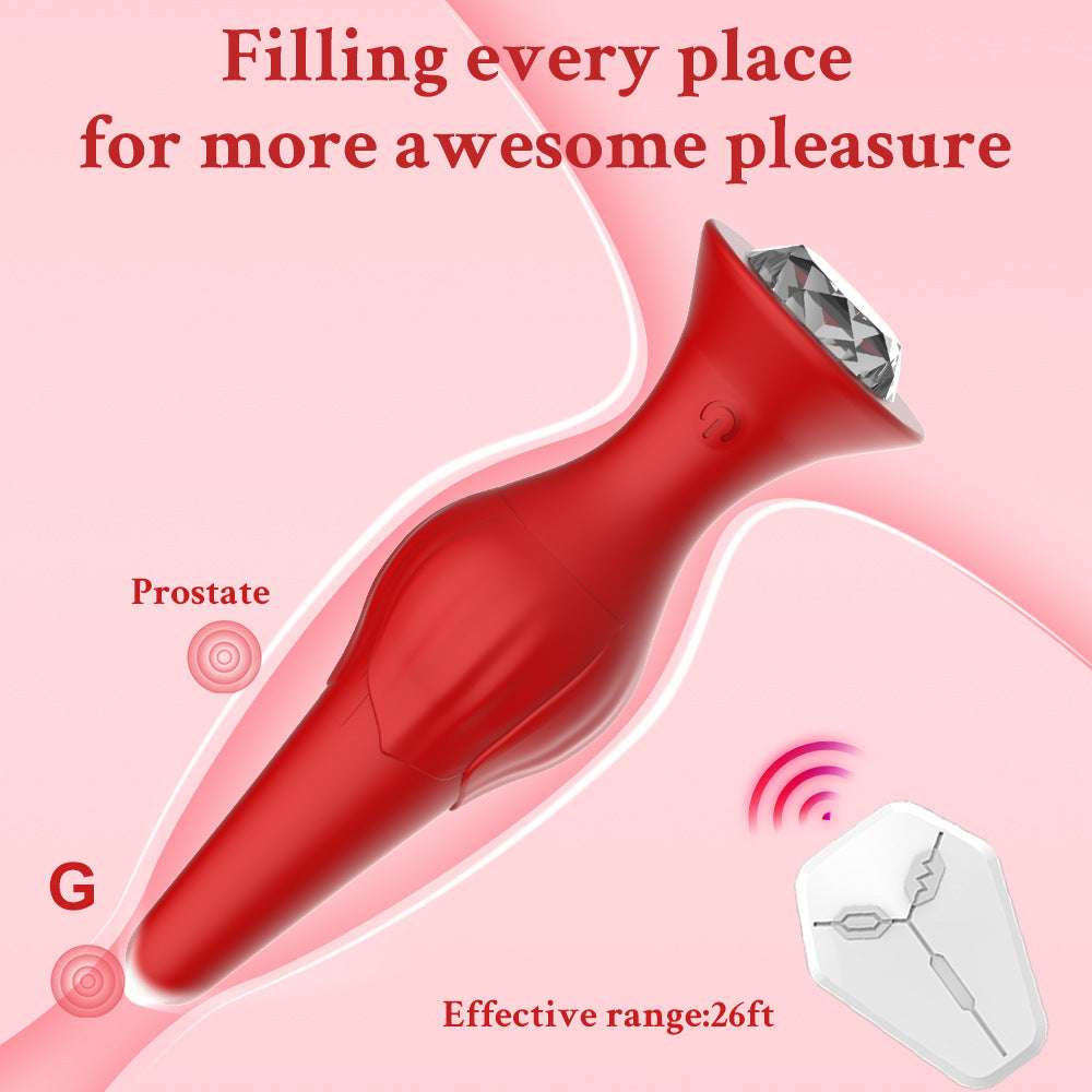 App & Wireless Remote Control 9 Frequency Rose Anal Plug-EROSREALM