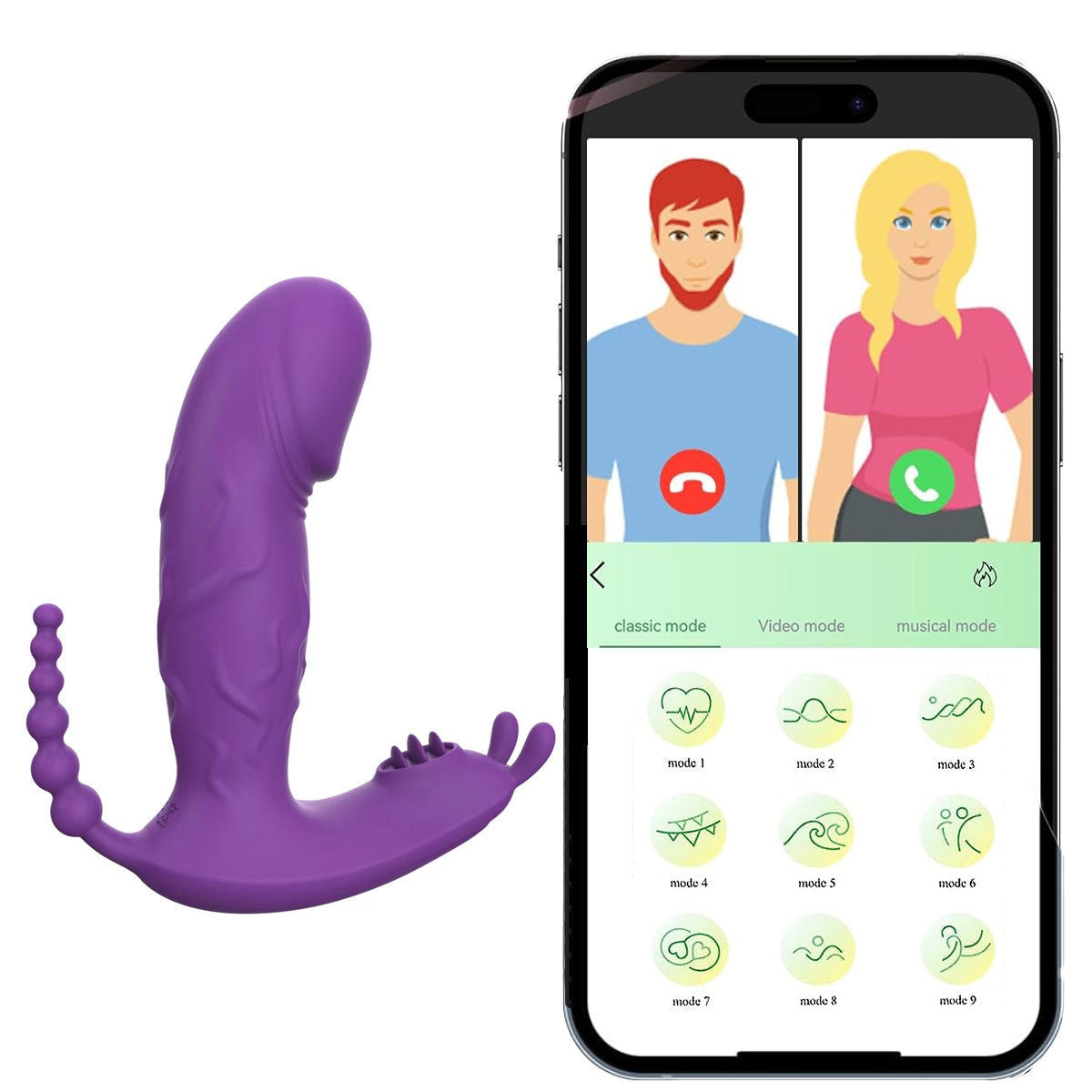 App Remote Control 3-in-1 Dildo Panty Vibrator-EROSREALM