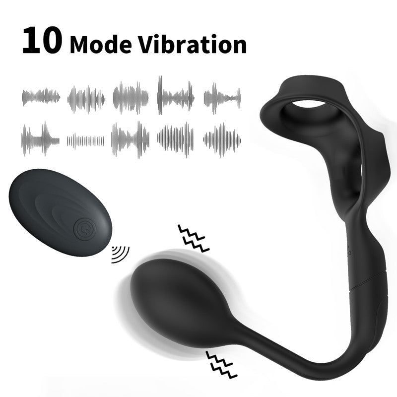 10 Frequency Vibrating Prostate Massager Wireless Remote Control For Men-EROSREALM