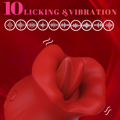 2.0 Rose Lip Tongue Licker With Bullet Vibrator-EROSREALM