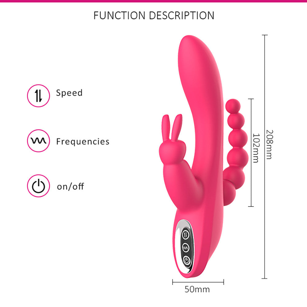 G Spot Dildo Rabbit Vibrator 3-in-one function Vibration Waterproof-EROSREALM