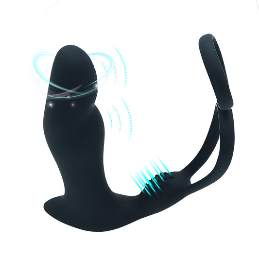 Prostate Massager Anal Plug Vibrator Butt Plug With Delay Ejaculation Cock Ring-EROSREALM