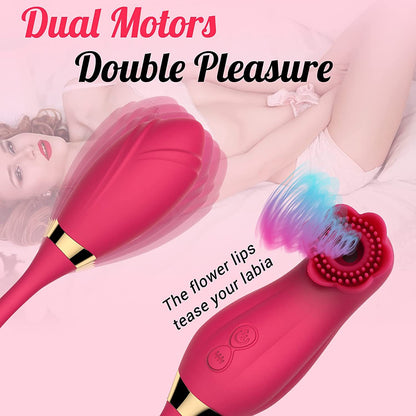 Sucking & Vibration 2 in 1 Rose Toy-EROSREALM