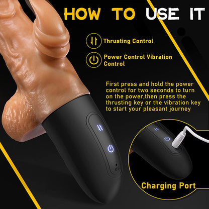 Thor Handheld Heating Telescopic Vibrating Dildo-EROSREALM