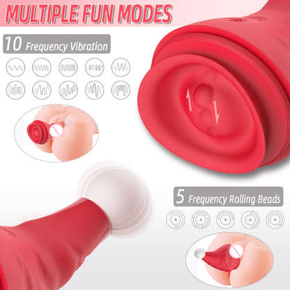 Christmas Hat Shaped Vibrator with Spinning Beads-EROSREALM