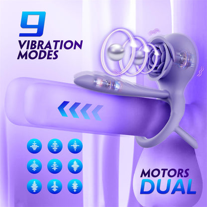 App Remote Control Vibrating Cock Ring Clit G spot Vibrator-EROSREALM