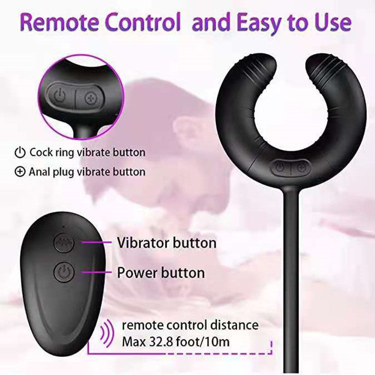 Vibrating Anal Beads Prostate Massager With Cock Ring Couple Sex Toy-EROSREALM