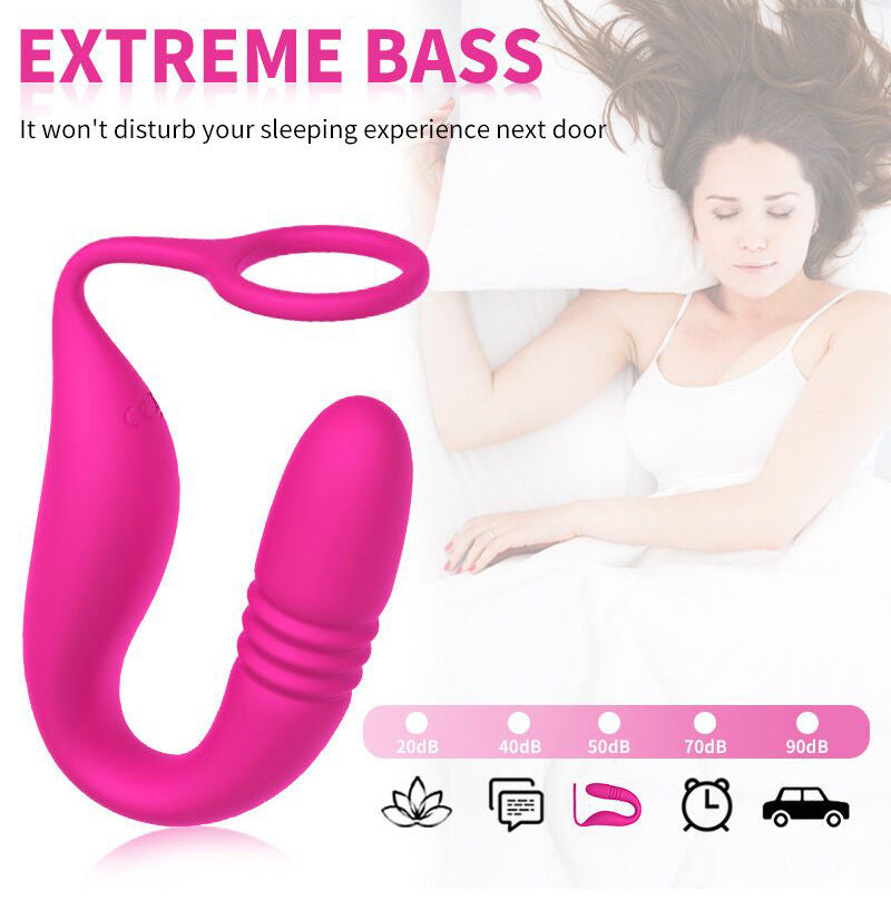 2-in-1 Thrusting Vibrating Prostate Massager With Cock Ring-EROSREALM