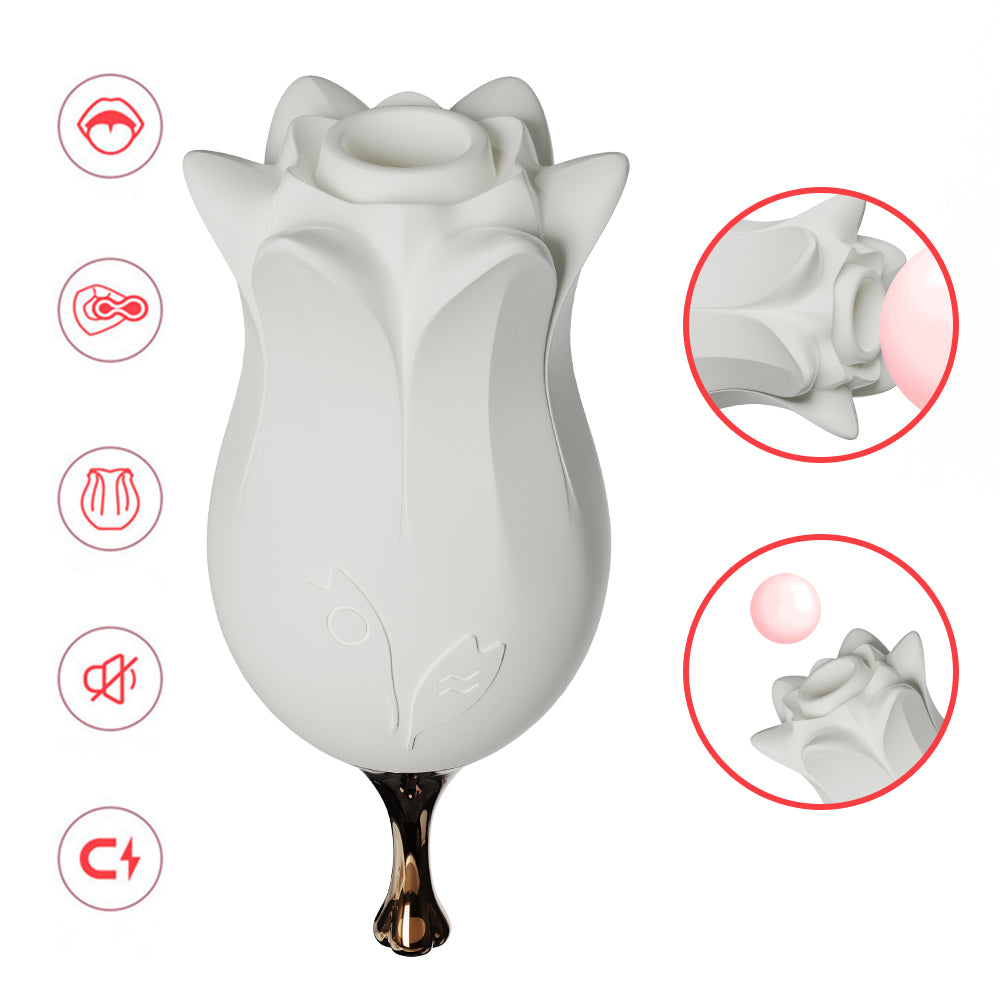 Rose Toy Clitoral Stimulator With 4 Frequency Vibration & 4 Sucking Modes-EROSREALM