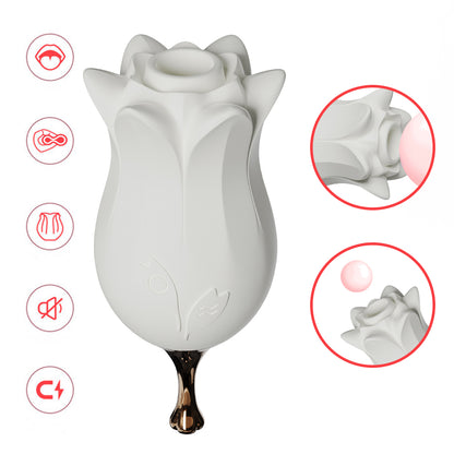 Rose Toy Clitoral Stimulator With 4 Frequency Vibration & 4 Sucking Modes-EROSREALM