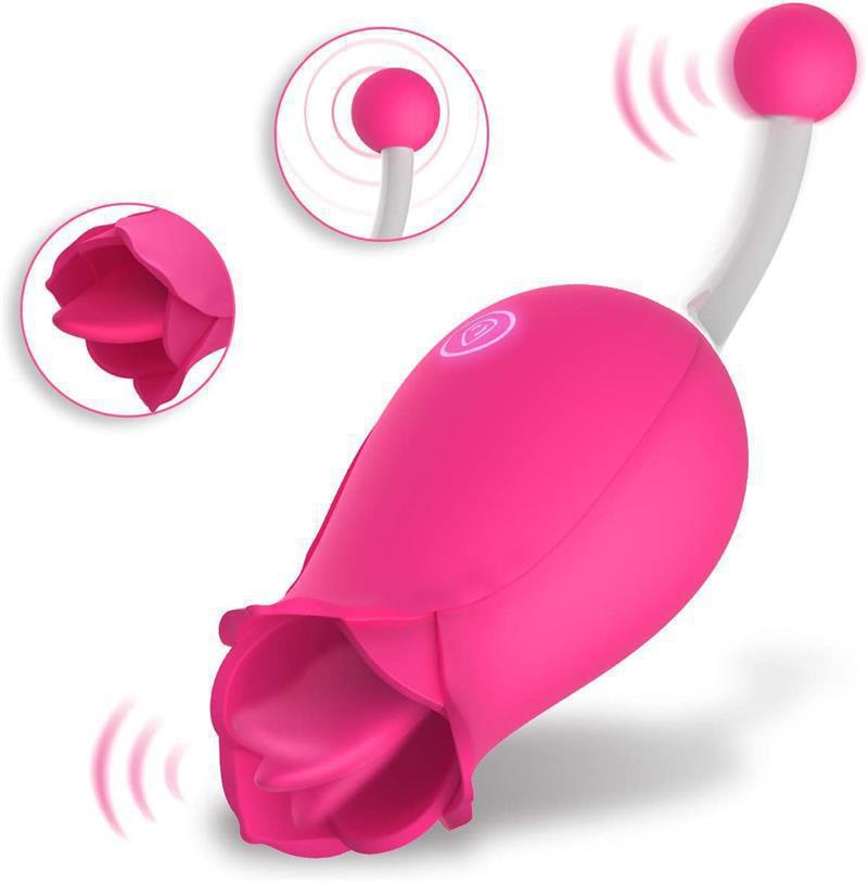 Tongue & Bead 2 in 1 High-frequency Rose Clit Licker Toy-EROSREALM