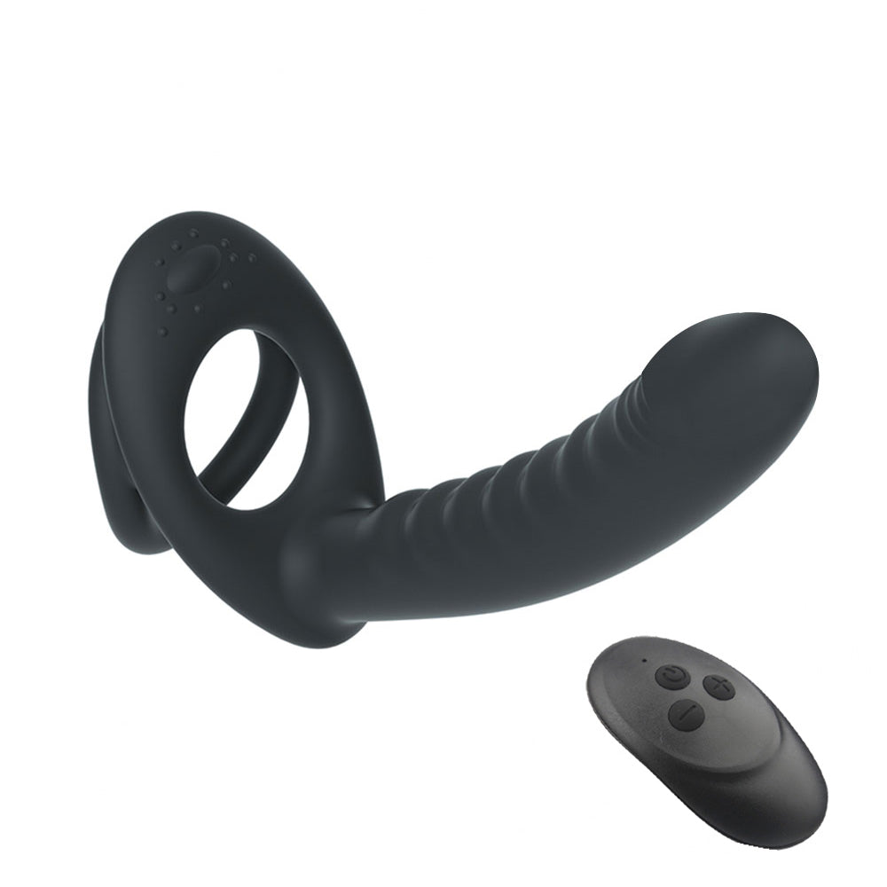 Dual Cock Rings with Anal Beads/Dildo For Couples-EROSREALM