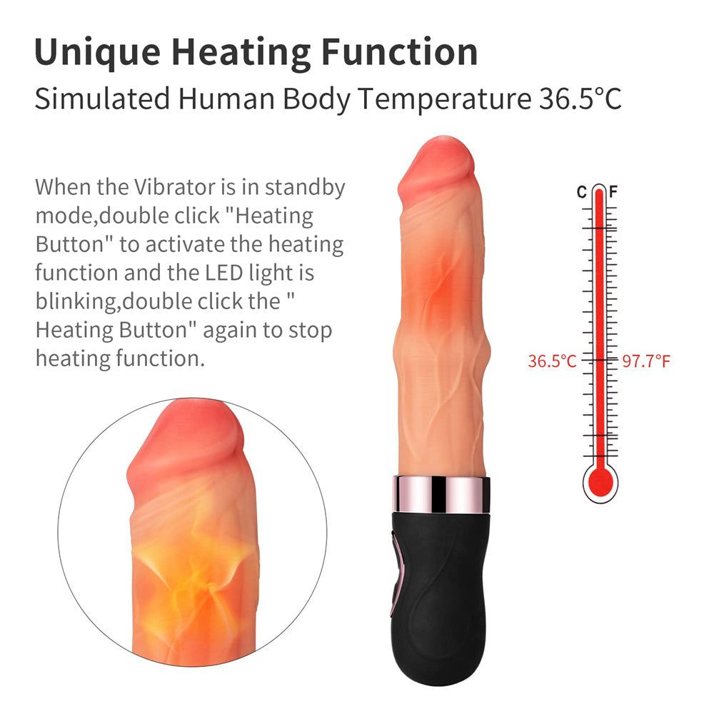 Realistic Thrusting Heating Dildo Vibrator With Thrusting Bead-EROSREALM