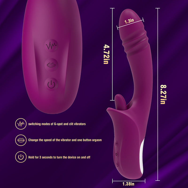 2-in-1 Tongue-licking Thrusting G-spot Vibrator-EROSREALM