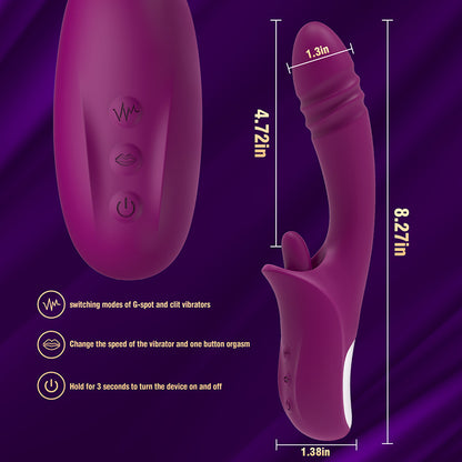 2-in-1 Tongue-licking Thrusting G-spot Vibrator-EROSREALM