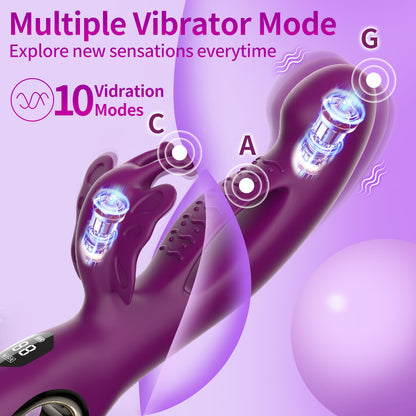 Violet Handheld Butterfly Dildo Vibrator For Clit & G-spot-EROSREALM