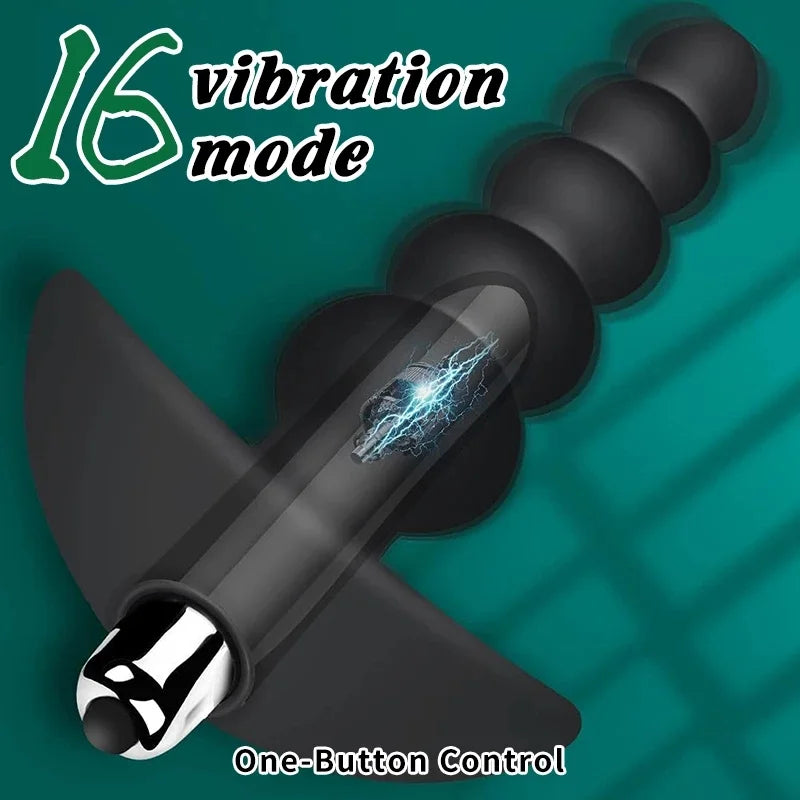 Vibrating Anal Beads Butt Plug Vibrator-EROSREALM